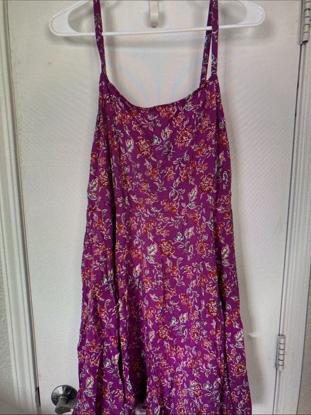 Purple Floral Spaghetti-Strap Mini Dress